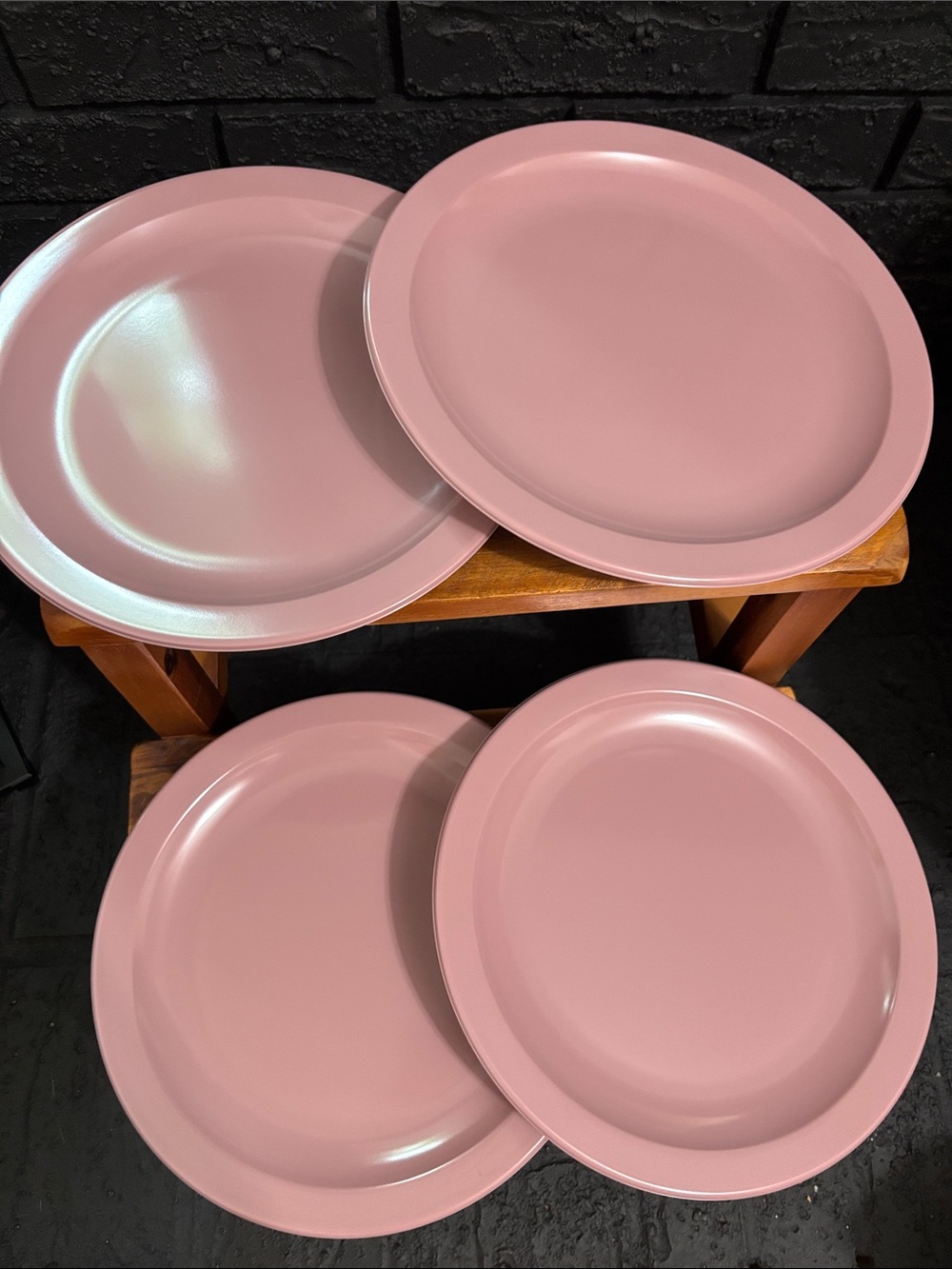 4 Texas Ware Vintage Dinner Plates Dusty Rose Melamine - pink, lavender #139